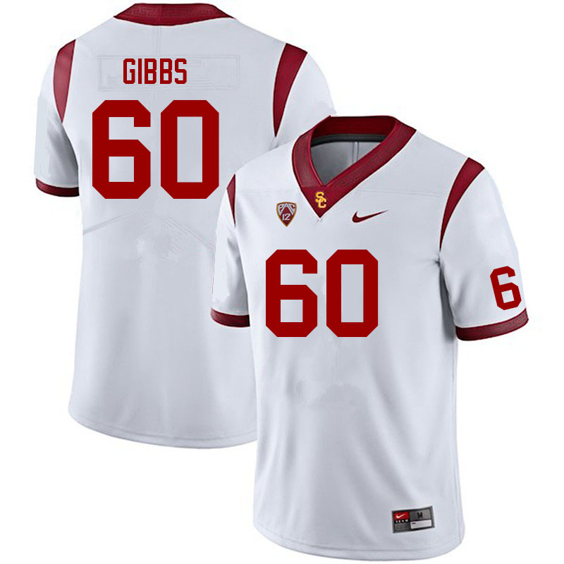 Men #60 Maximus Gibbs USC Trojans College Football Jerseys Sale-White